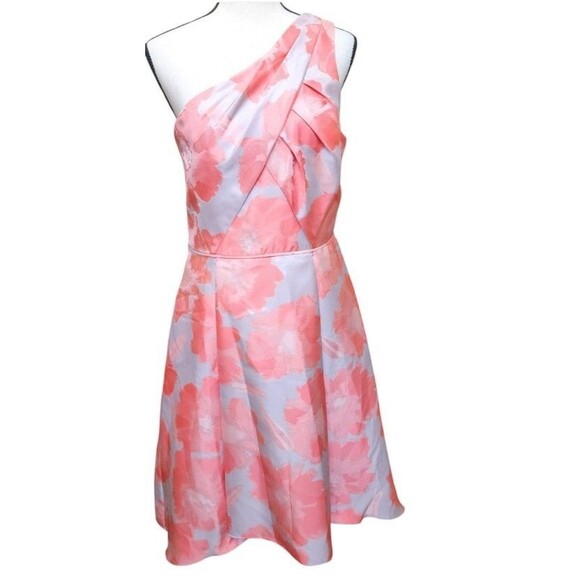 Adrianna Papell Coral Floral Jacquard Midi One Shoulder Size 6 NWT MSRP $229 - Picture 1 of 16